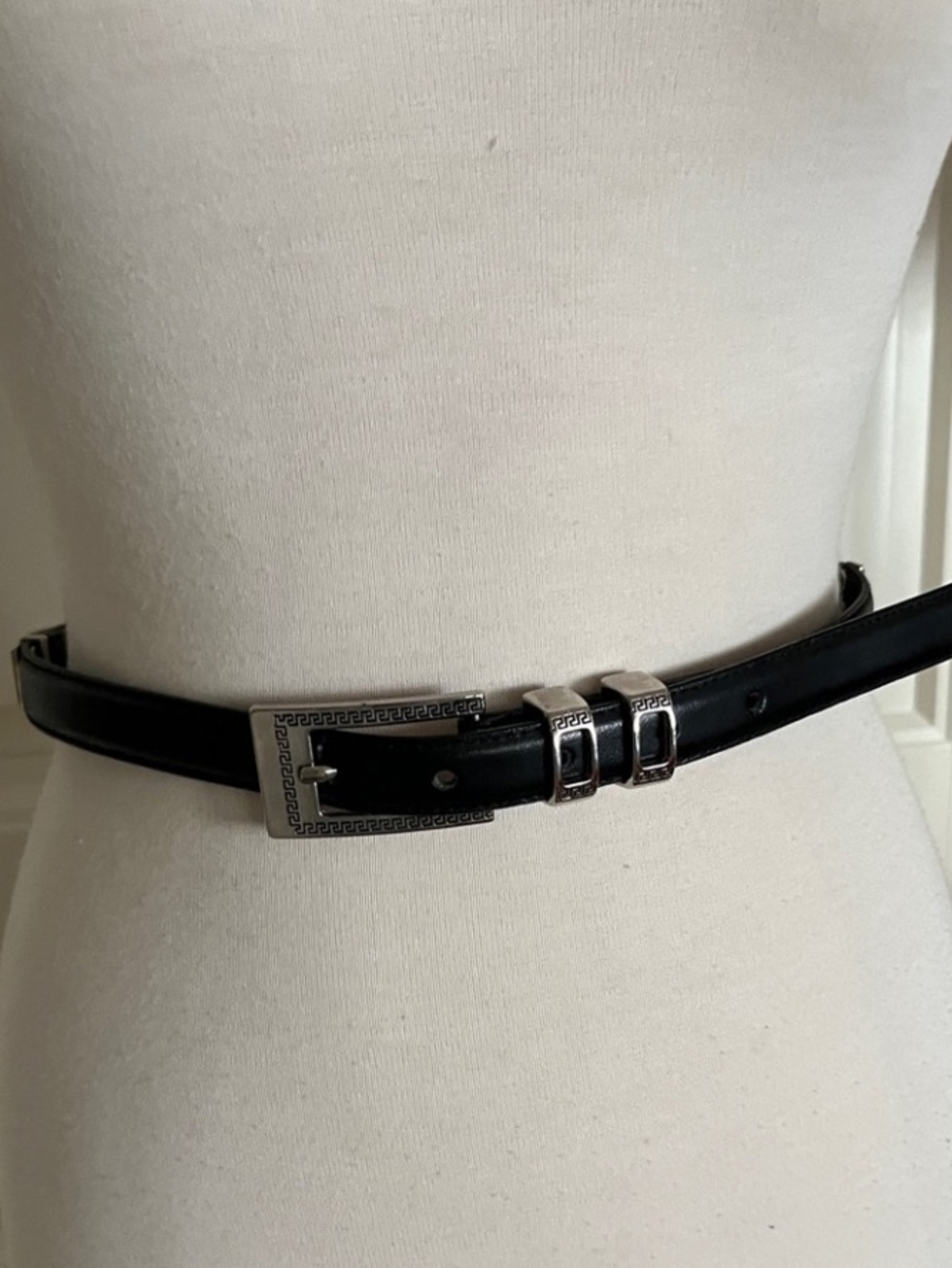 Black And Silver Leather Belt